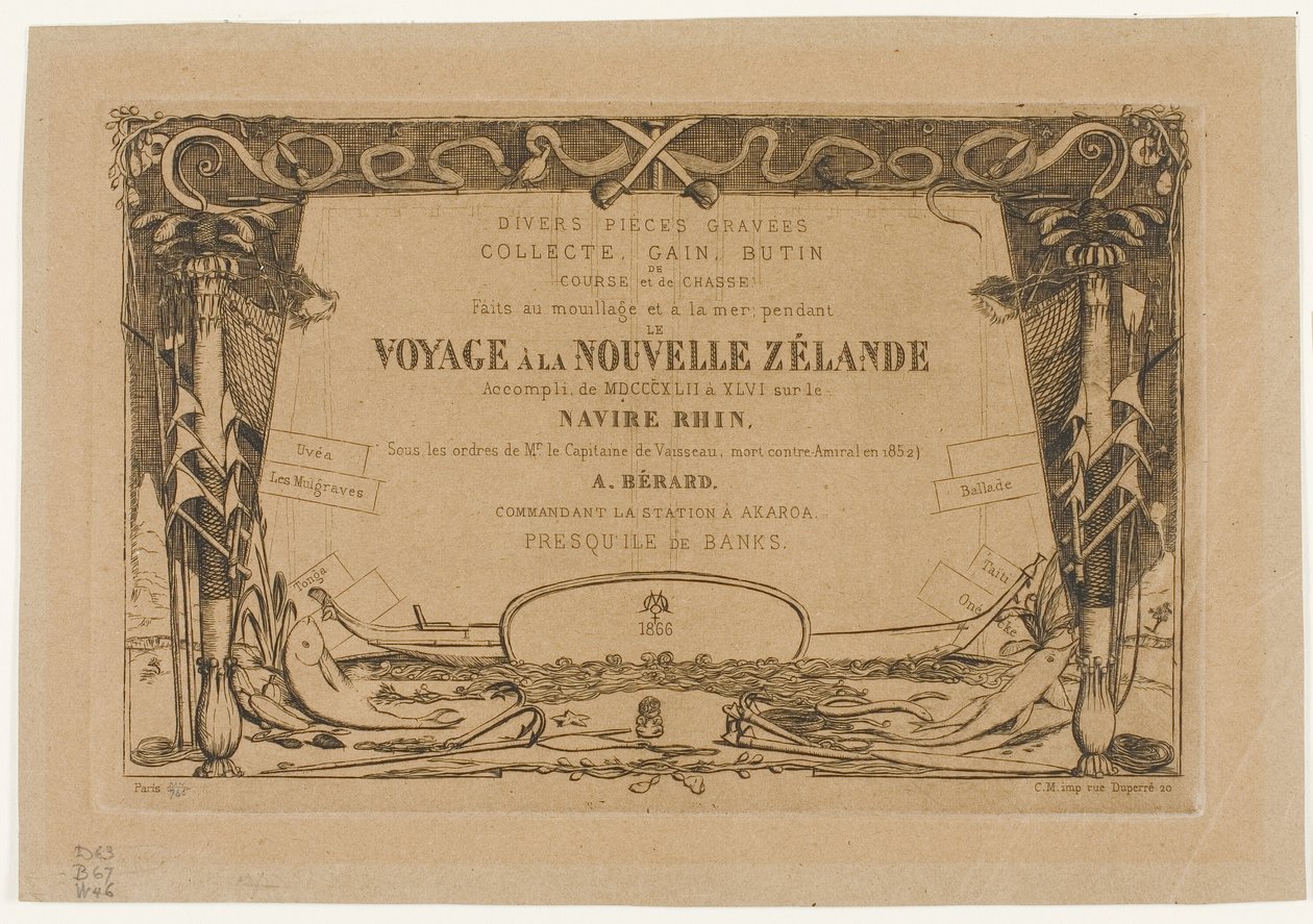 Omslag til en rejse til New Zealand (1842-46) af Charles Meryon