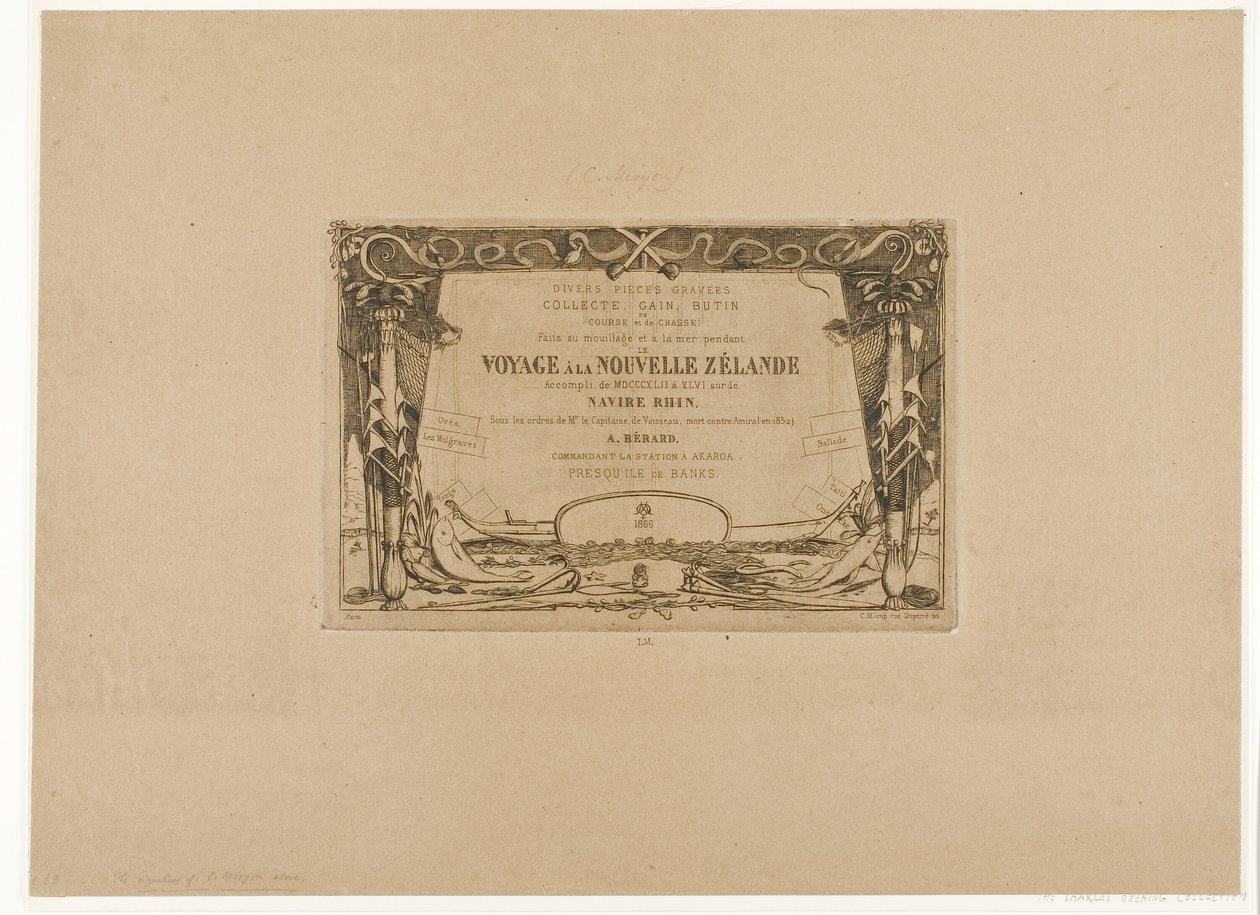 Omslag til en rejse til New Zealand (1842-46) af Charles Meryon