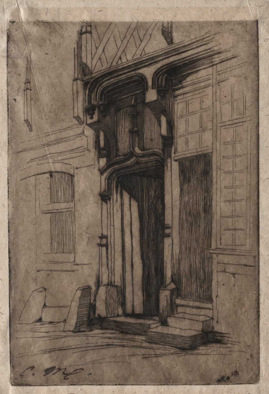 Døråbning til et gammelt kloster i Rue Mirabeau, Bourges af Charles Meryon