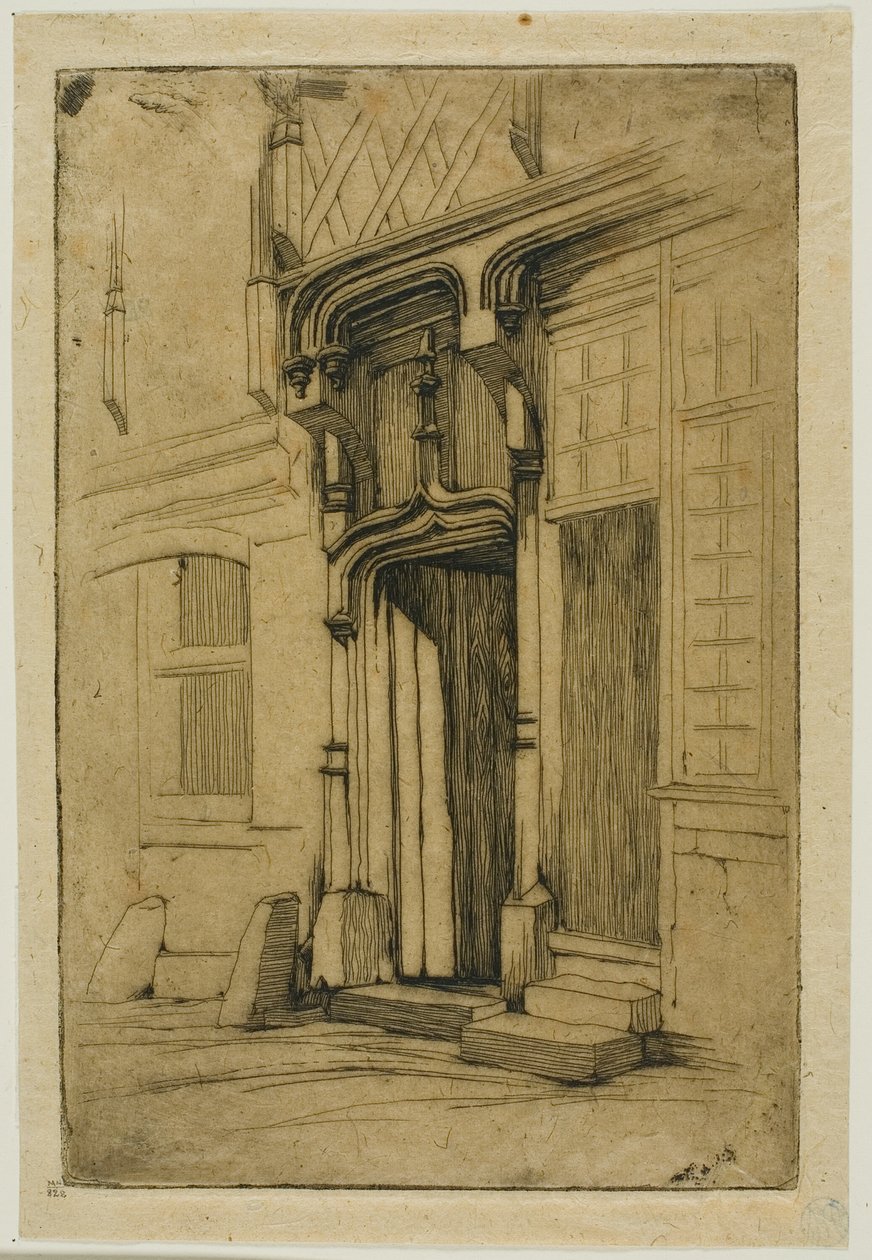 Døråbning til et gammelt kloster i rue Mirabeau, Bourges af Charles Meryon