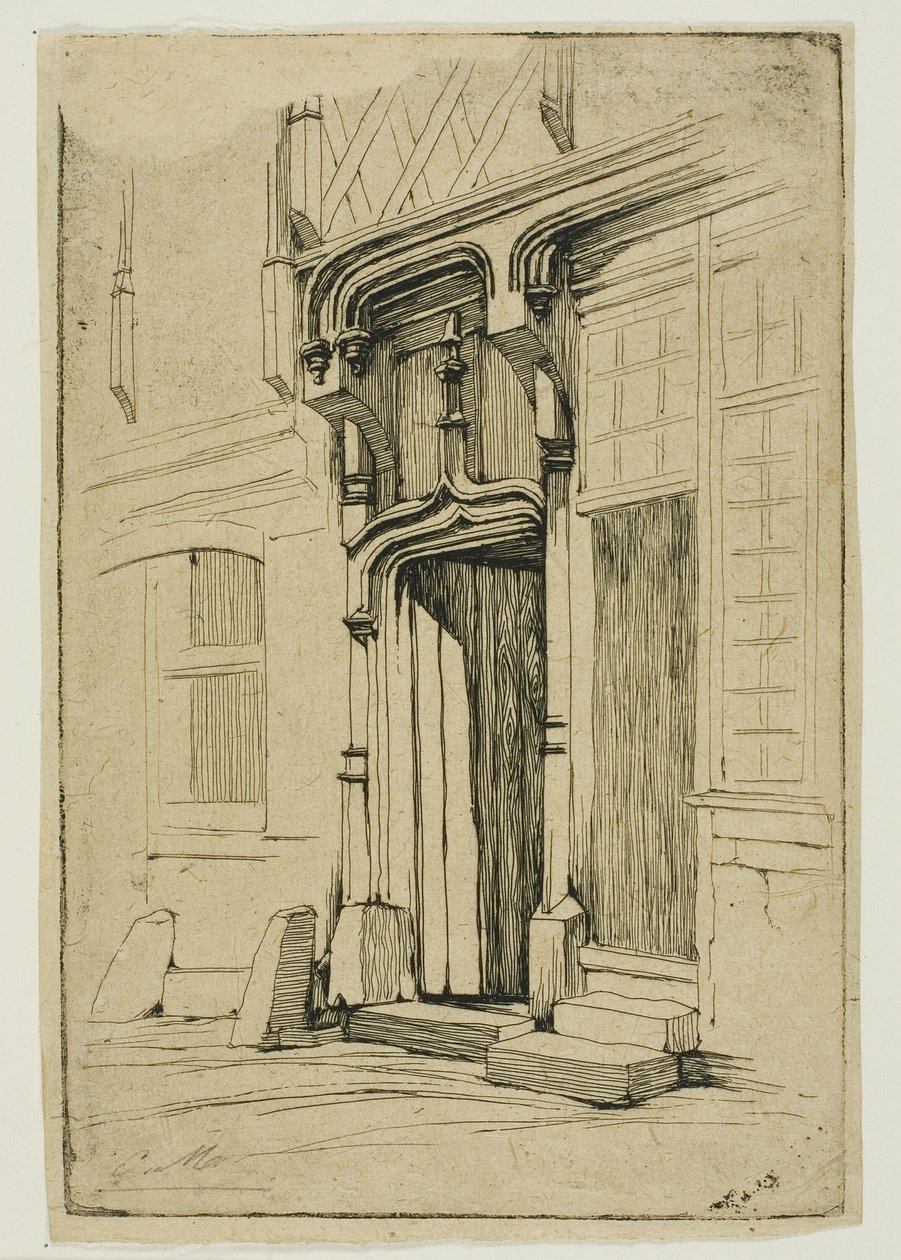 Døråbning til et gammelt kloster i rue Mirabeau, Bourges af Charles Meryon