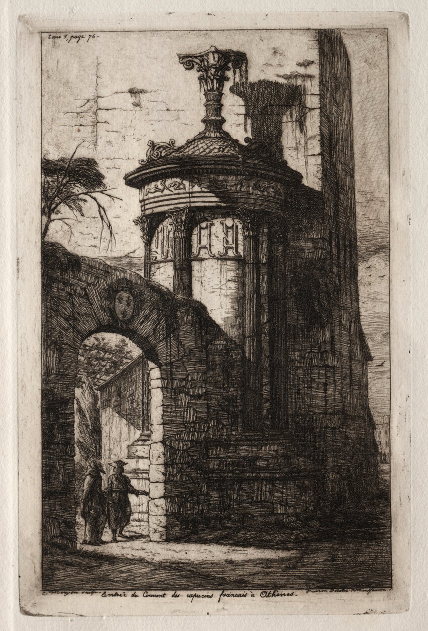Indgang til det franske kapucinerkloster i Athen, 1854. af Charles Meryon