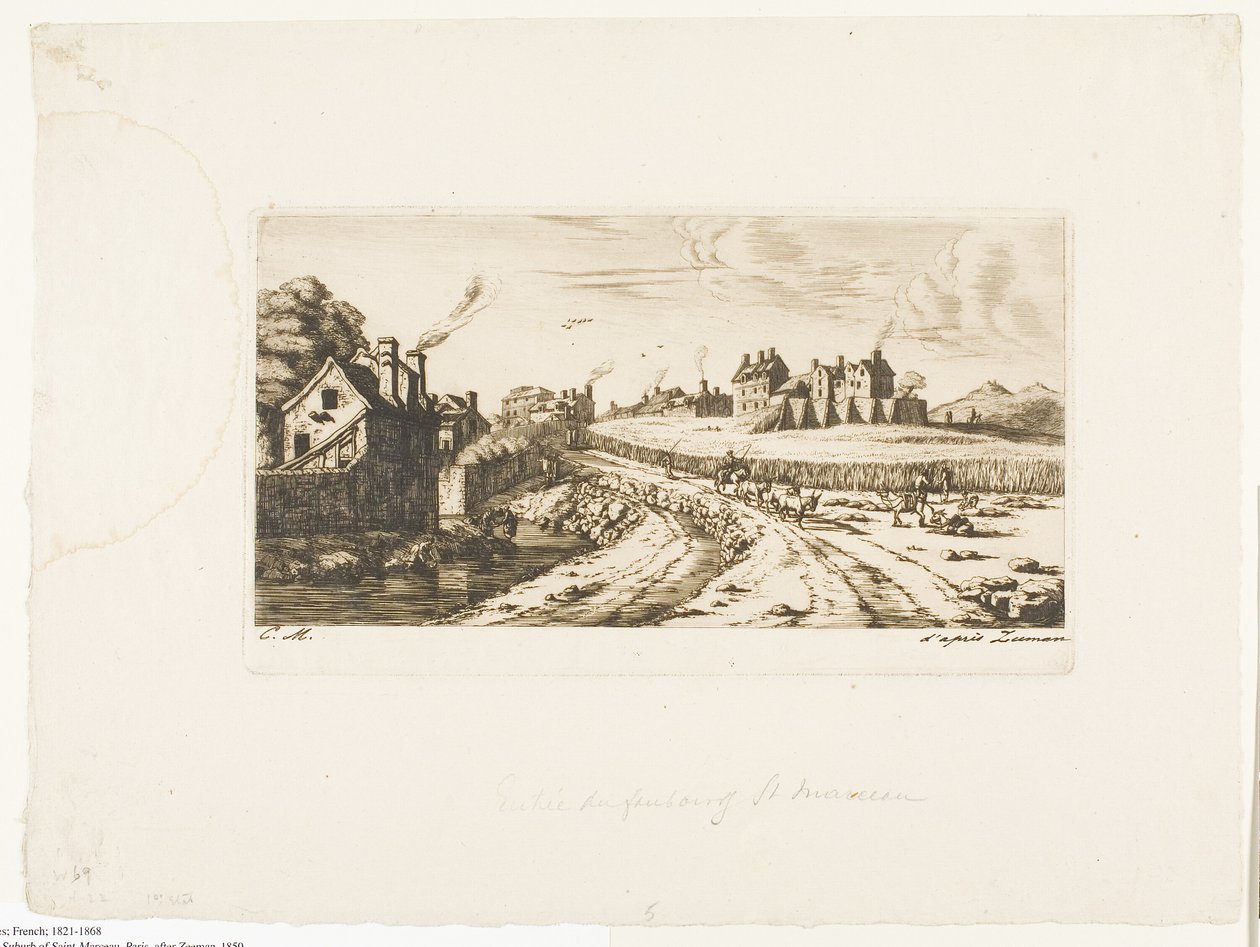 Indgang til forstaden Saint-Marceau, Paris af Charles Meryon