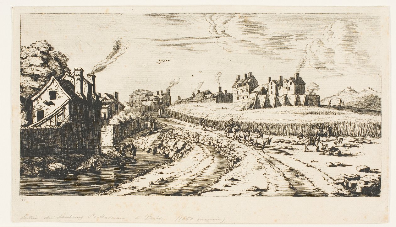 Indgang til forstaden Saint-Marceau, Paris af Charles Meryon