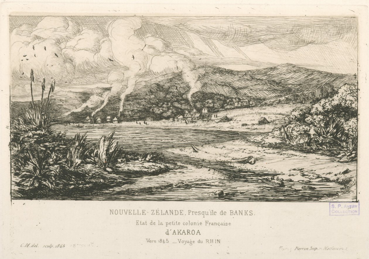 Delstaten for den lille franske koloni Akaroa, illustration fra 