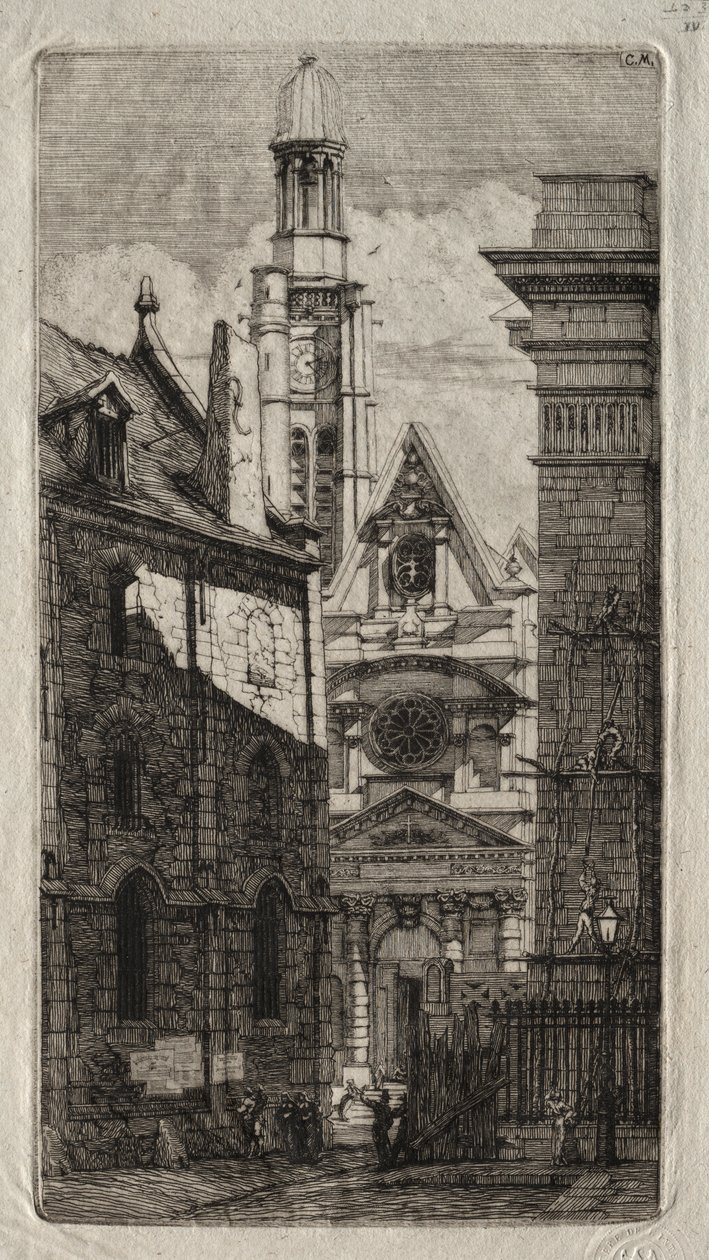 Ætsninger af Paris: St. Stephen af Bjergets kirke af Charles Meryon