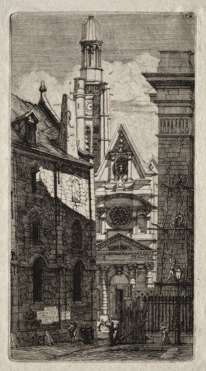Ætsninger af Paris: St. Stephen af Bjergets kirke af Charles Meryon
