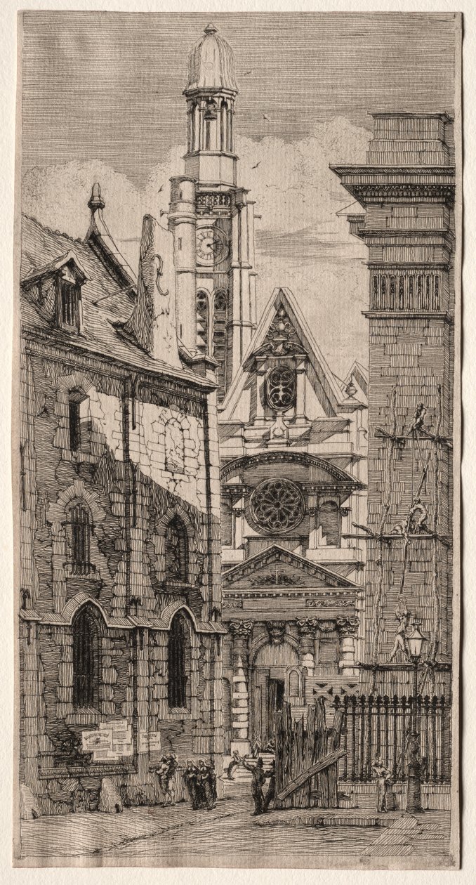 Ætsninger af Paris: St. Stephen af Bjergets kirke af Charles Meryon