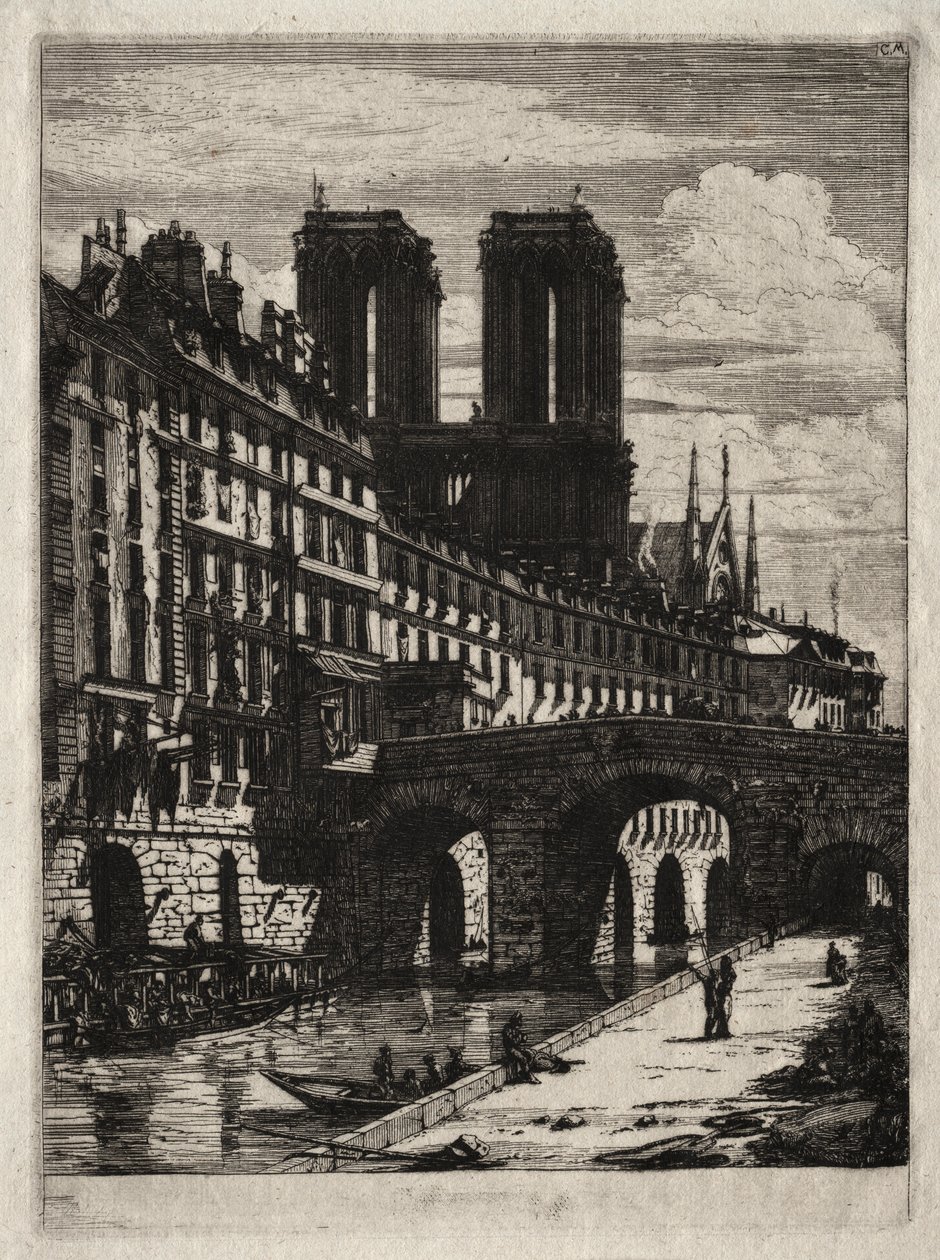 Ætsninger af Paris: Den Lille Bro af Charles Meryon