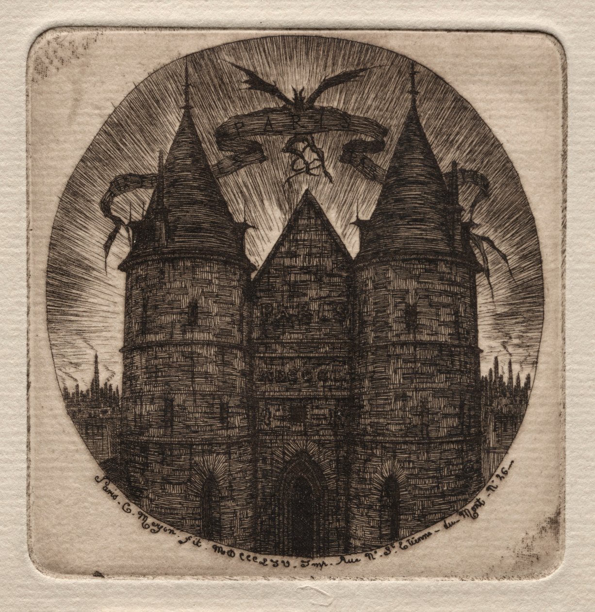 Etchings of Paris: Old Gate of the Palace of Justice, 1854. af Charles Meryon