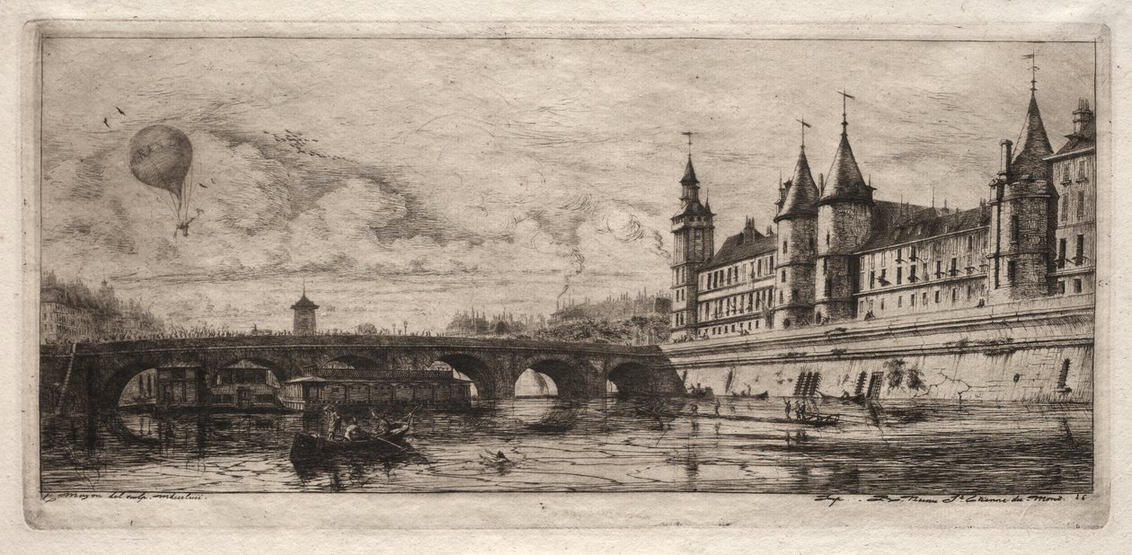 Etchings of Paris: The Exchange Bridge, 1854. af Charles Meryon