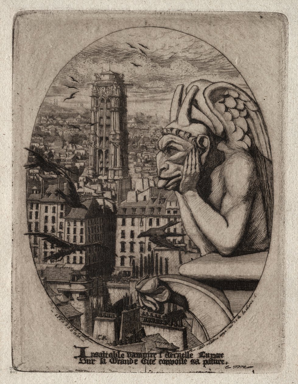 Ætsninger af Paris: Gargoylen af Charles Meryon