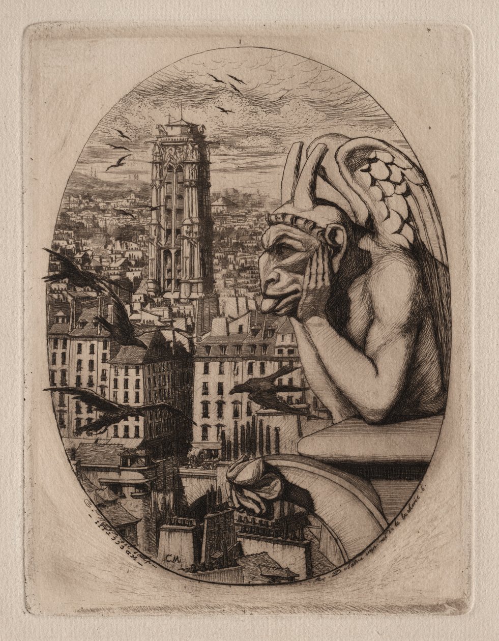 Ætsninger af Paris: Gargoylen af Charles Meryon