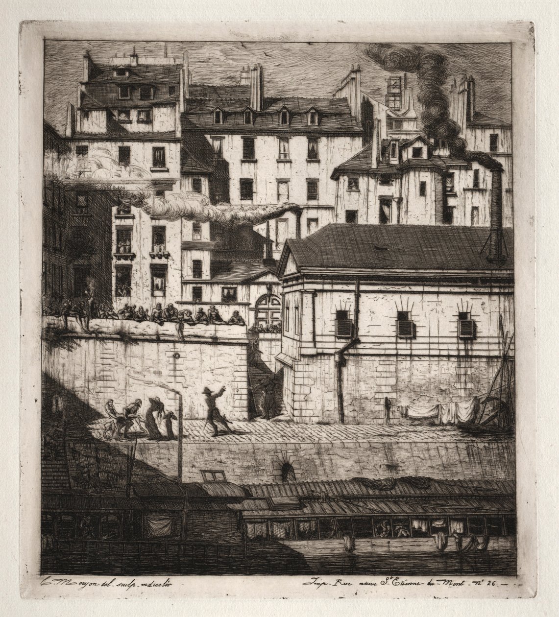 Etchings of Paris: The Mortuary, 1854. af Charles Meryon
