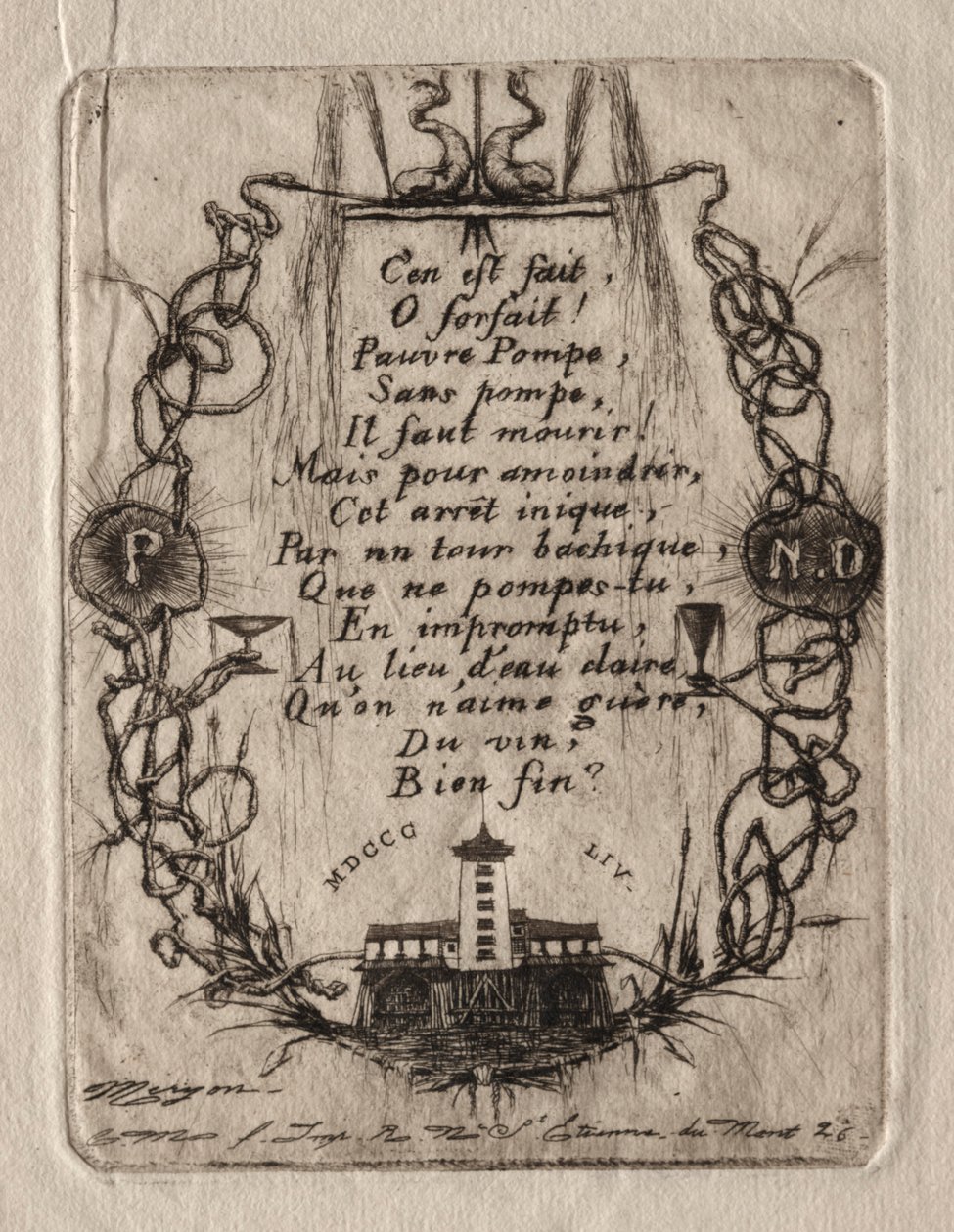 Ætsninger af Paris: Notre Dame-pumpen, lille plade, 1854. af Charles Meryon