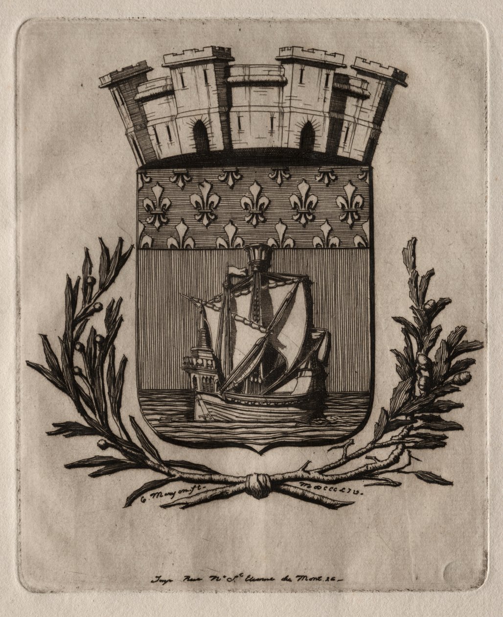 Etchings of Paris: The Symbolical Arms of the City of Paris af Charles Meryon