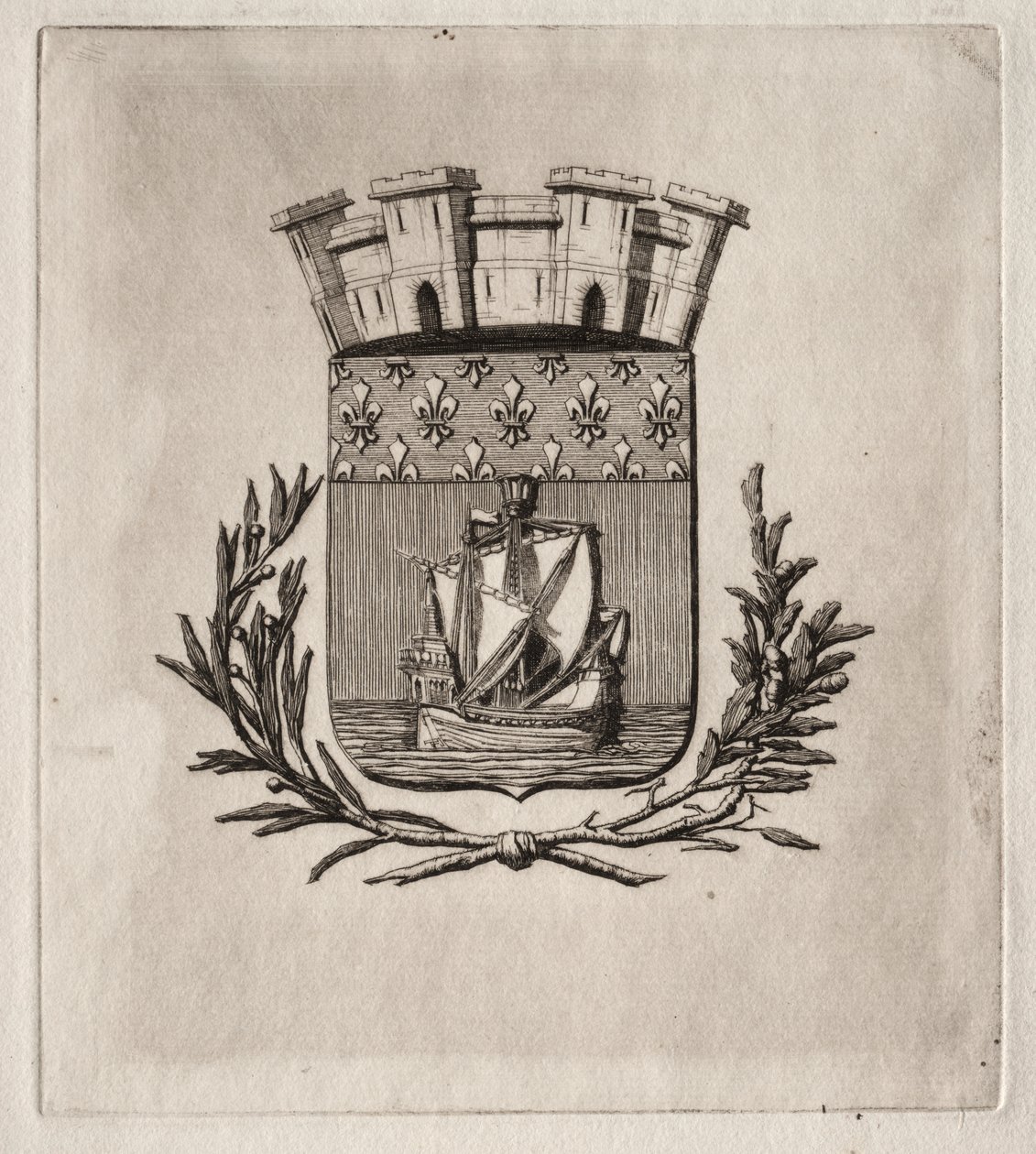 Etchings of Paris: The Symbolical Arms of the City of Paris af Charles Meryon