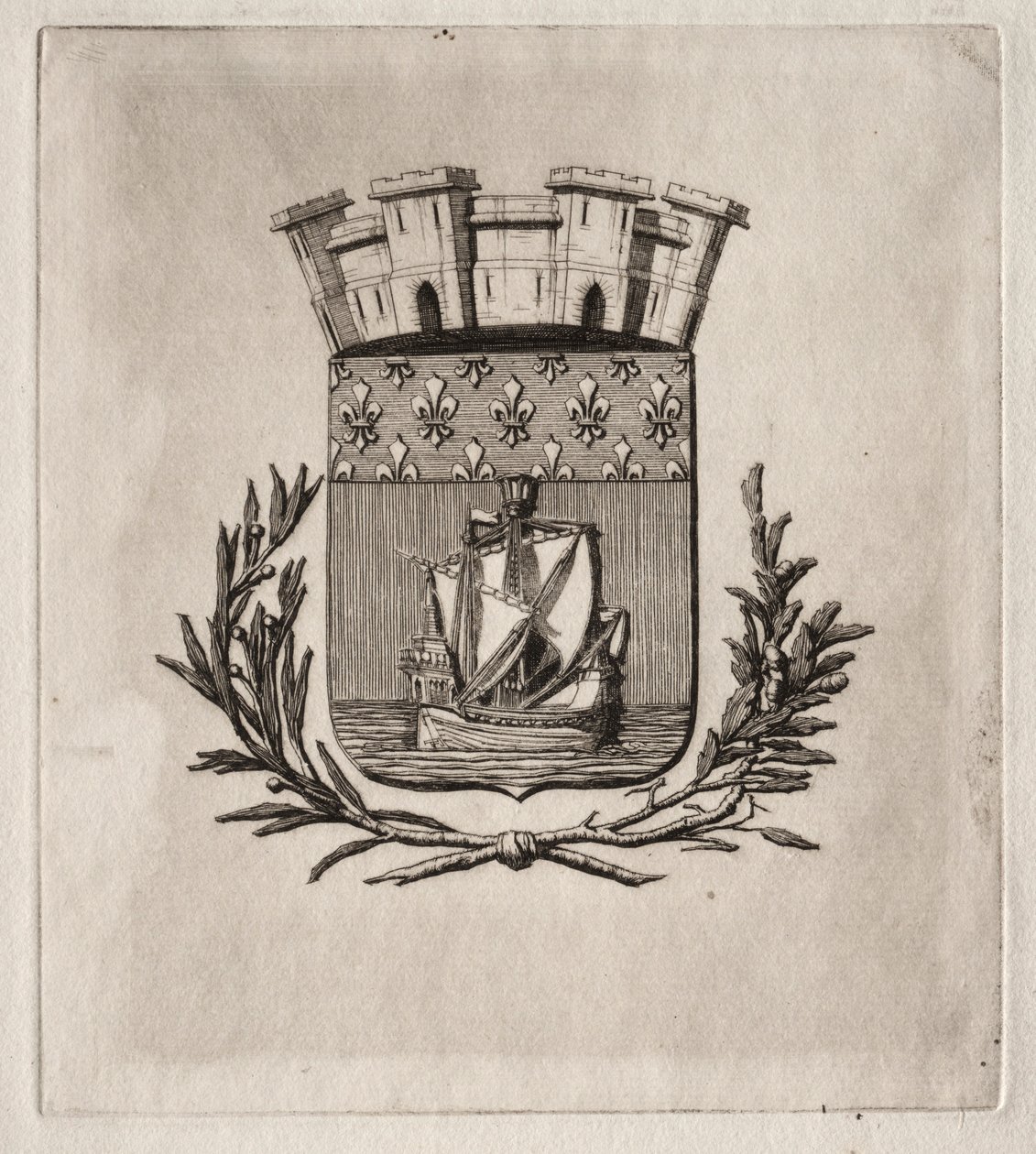 Etchings of Paris: The Symbolical Arms of the City of Paris, 1854. af Charles Meryon