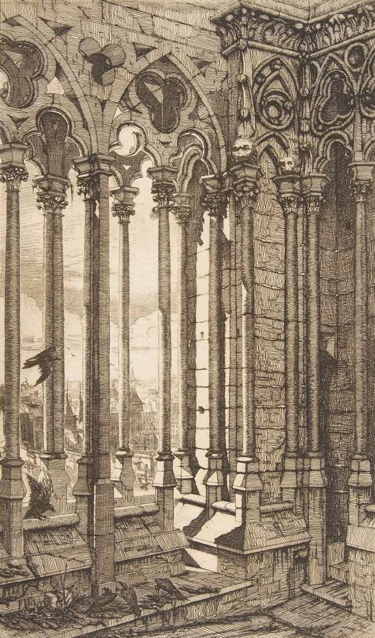 Galleri, Nôtre-Dame Cathedral, Paris, 1853. af Charles Meryon