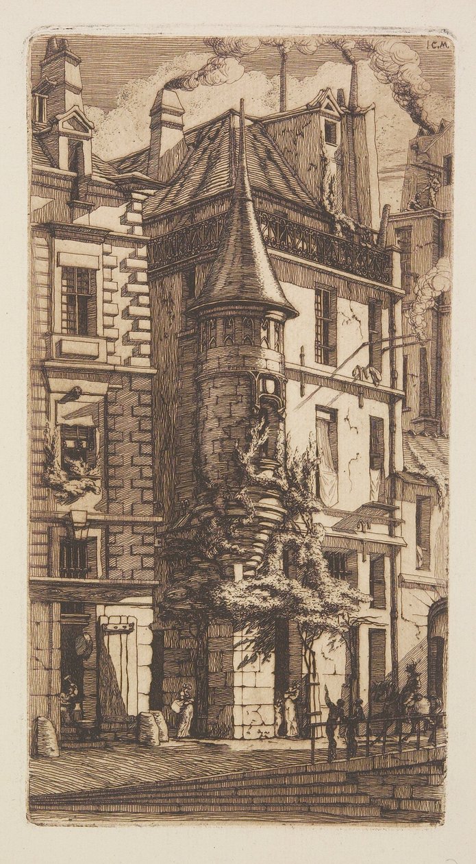 Hus med et tårn, Vævergade, Paris af Charles Meryon