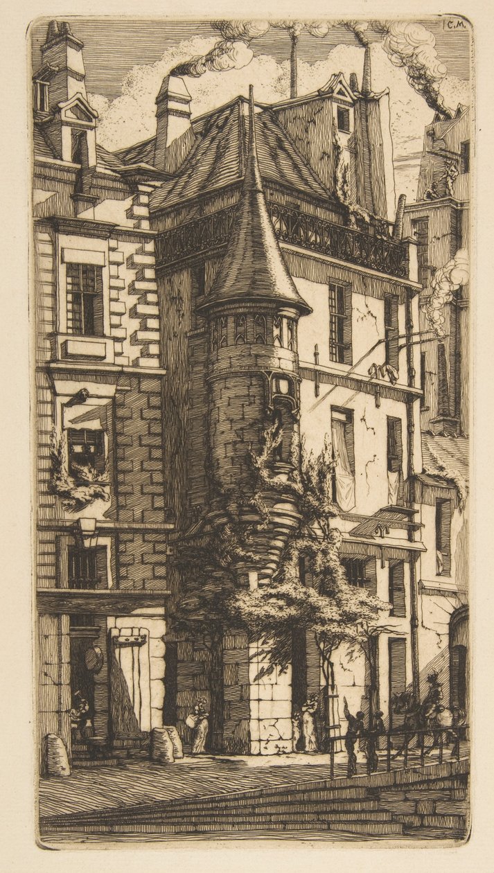 Hus med et tårn, rue de la Tixéranderie, Paris af Charles Meryon
