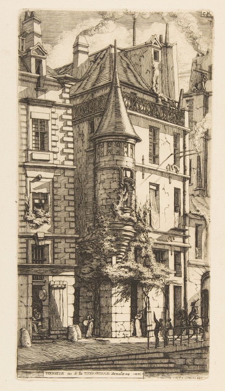 Hus med et tårn, rue de la Tixéranderie, Paris af Charles Meryon