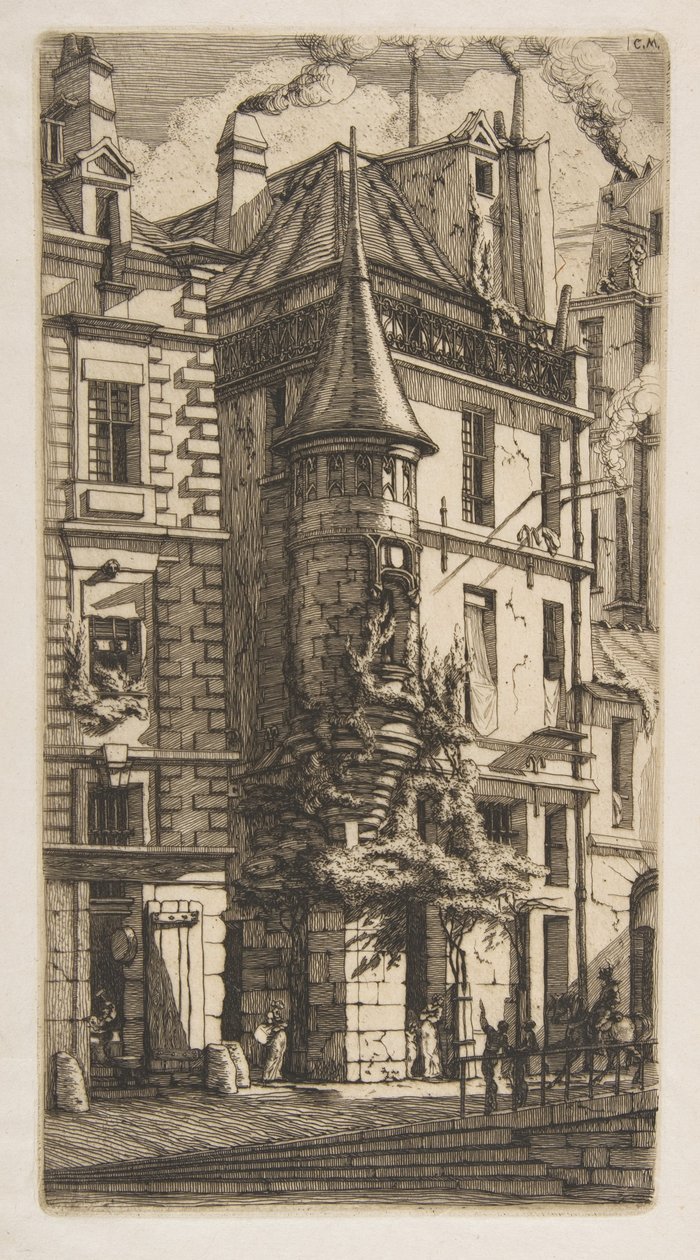 Hus med et tårn, rue de la Tixéranderie, Paris af Charles Meryon