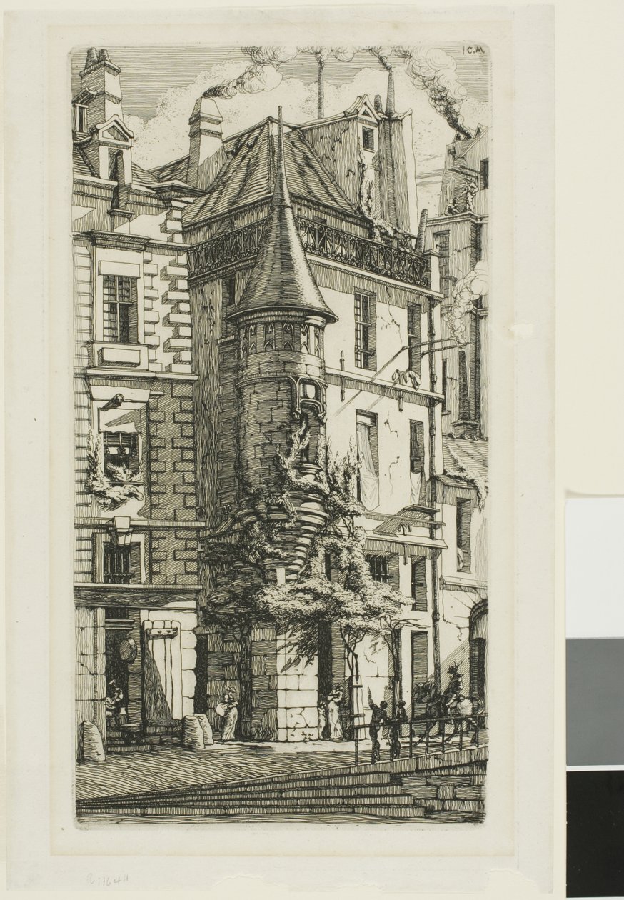 Hus med et tårn, rue de la Tixéranderie af Charles Meryon