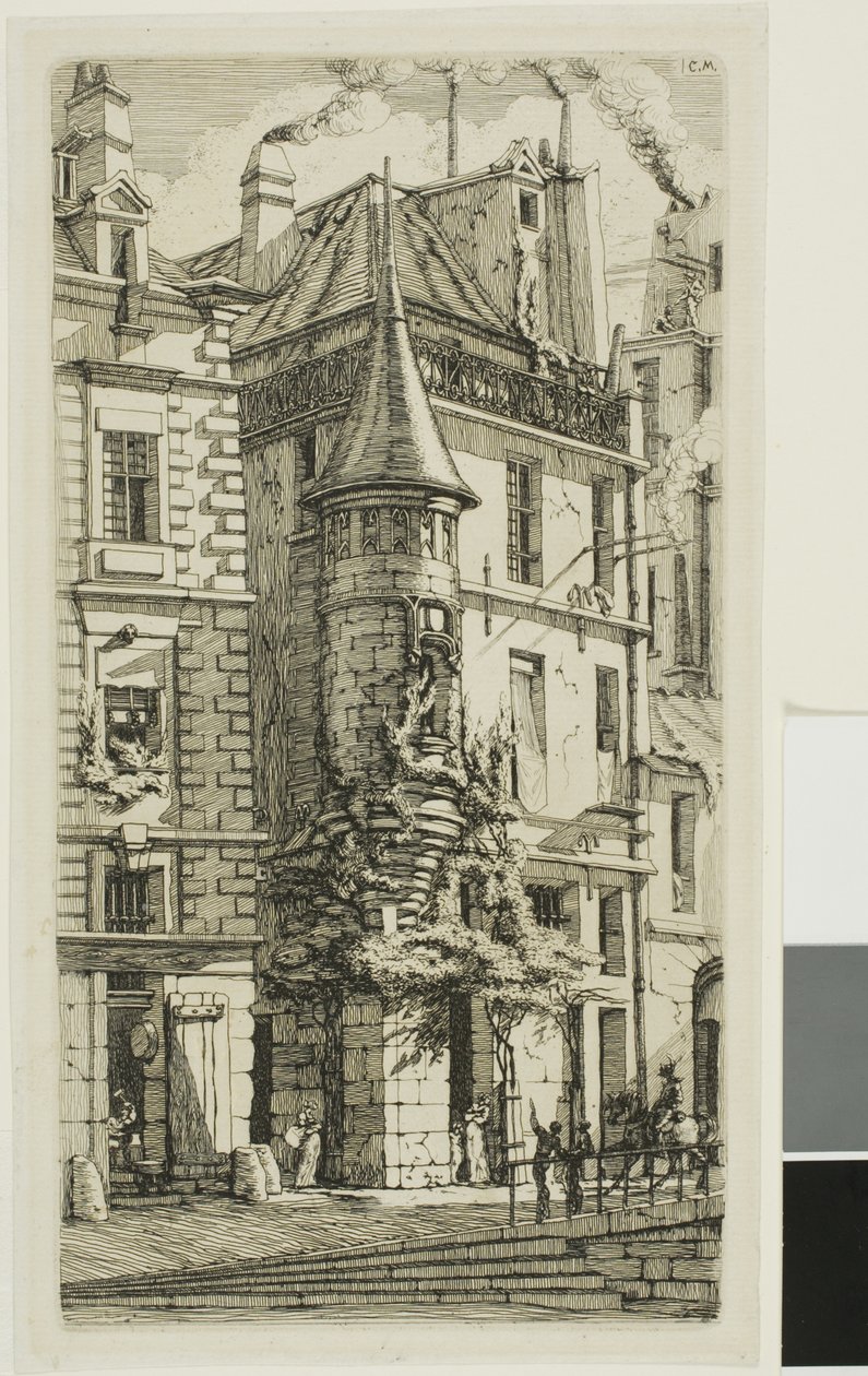 Hus med et tårn, rue de la Tixéranderie af Charles Meryon