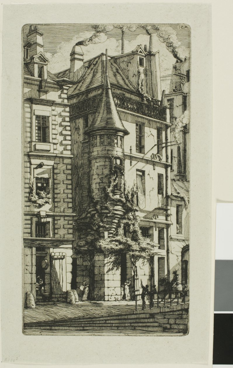 Hus med et tårn, rue de la Tixéranderie af Charles Meryon