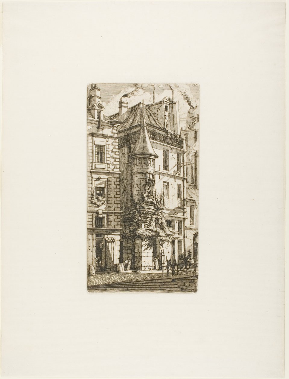 Hus med tårn, rue de la Tixéranderie af Charles Meryon