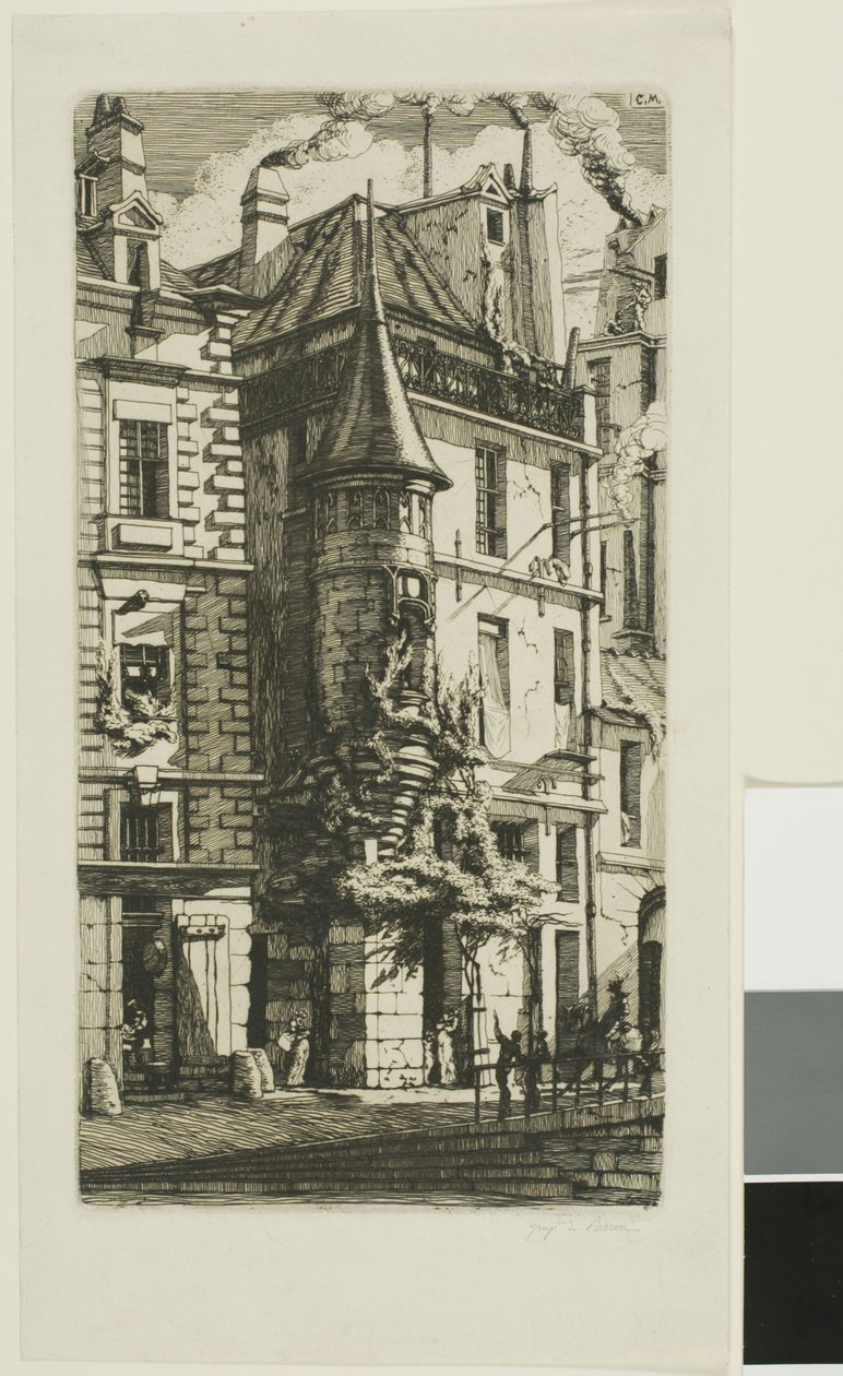Hus med et tårn, rue de la Tixéranderie, Paris af Charles Meryon