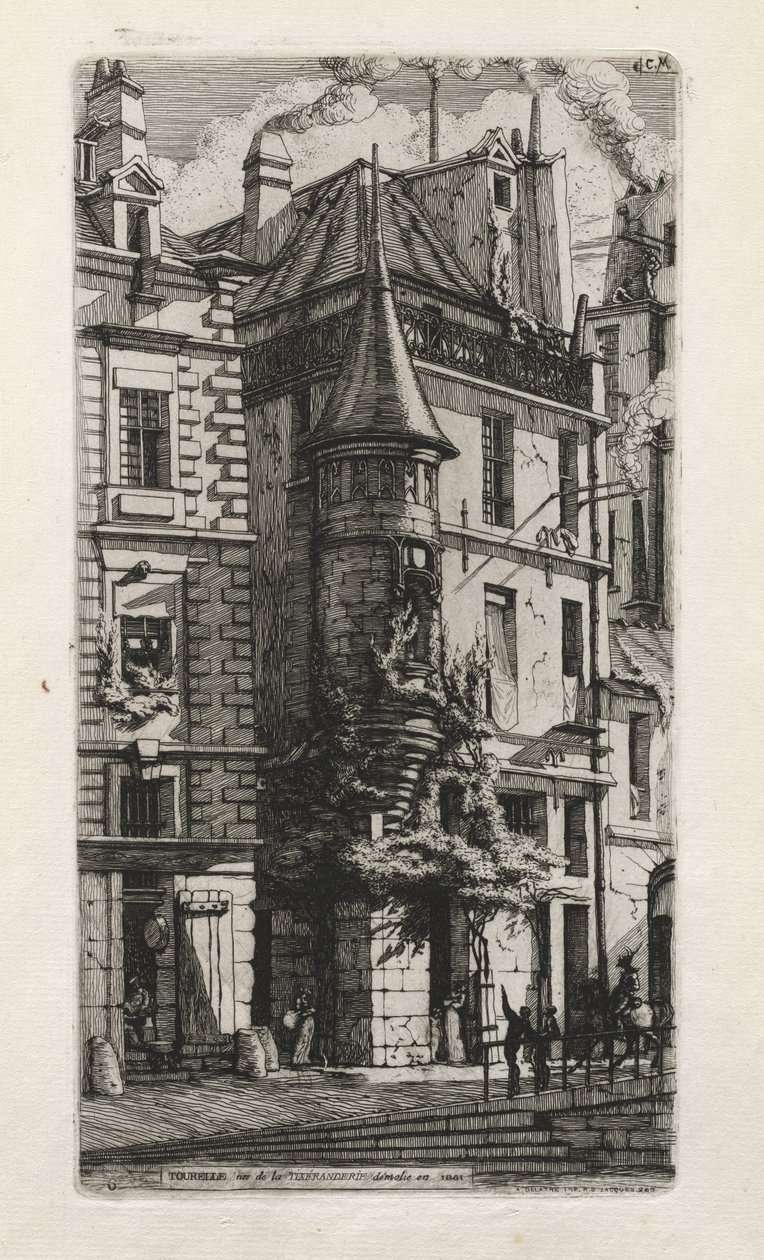 Hus med et tårn, rue de la Tixéranderie, Paris, 1852. af Charles Meryon