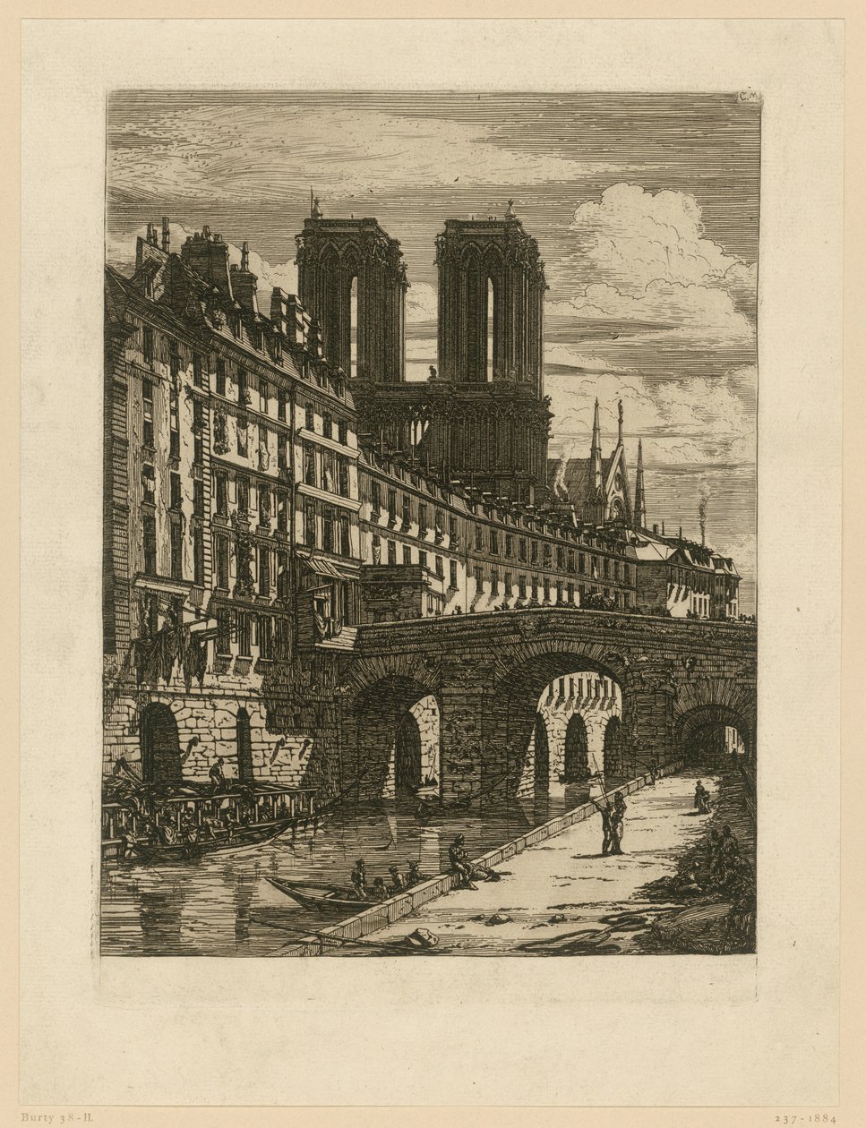 Tryk: Rue neuve, St. Etienne-du-Mont af Charles Meryon