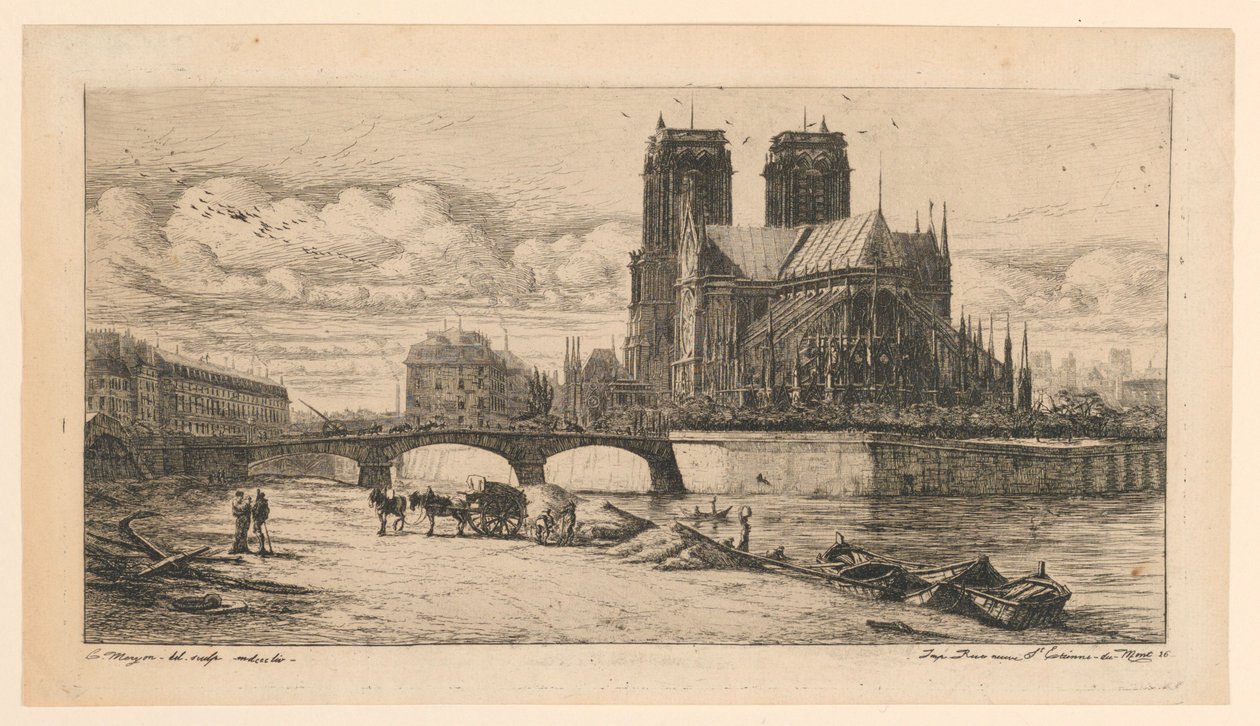 The Apse of Notre-Dame de Paris (The Apse of Notre-Dame, Paris) af Charles Meryon