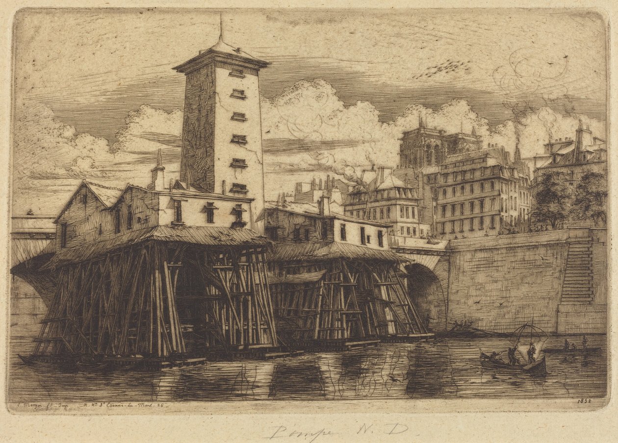 Notre-Dame-pumpen, Paris af Charles Meryon