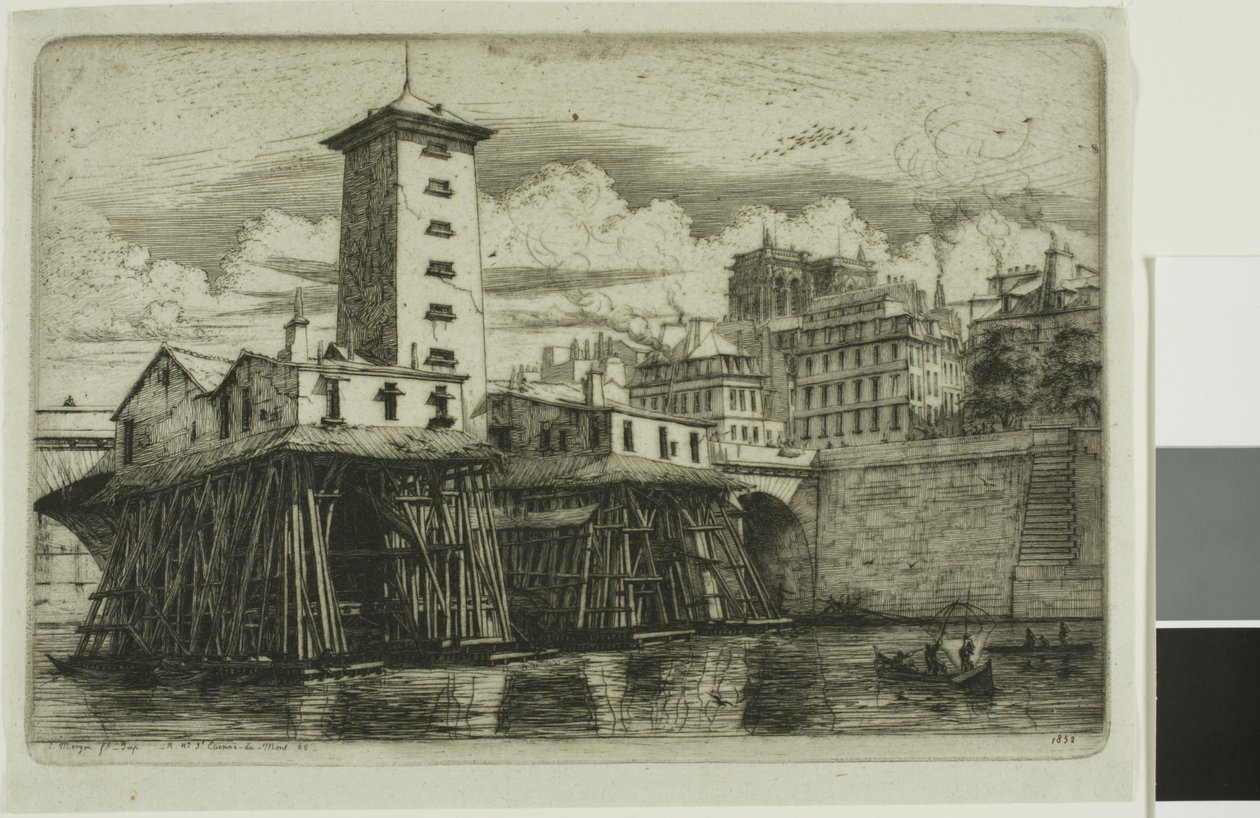 Notre-Dame pumpe, Paris af Charles Meryon