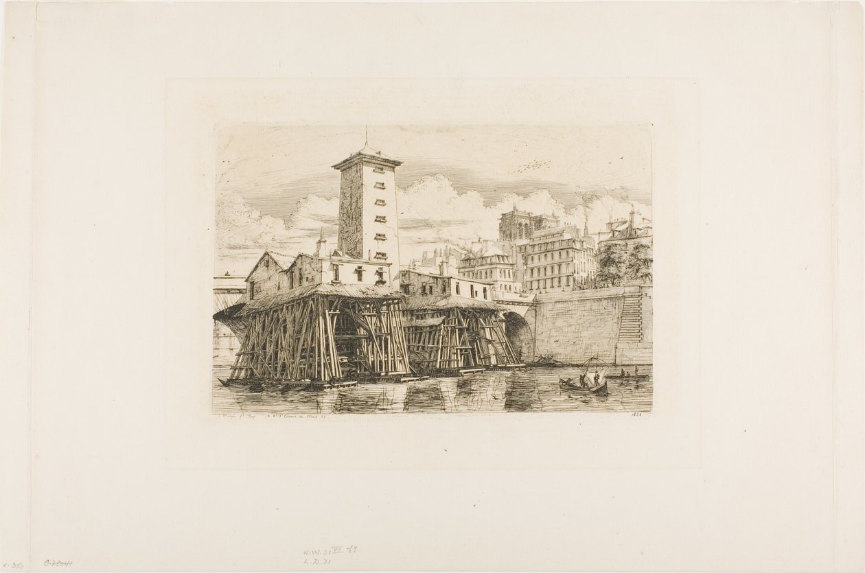 Notre Dame pumpe, Paris af Charles Meryon