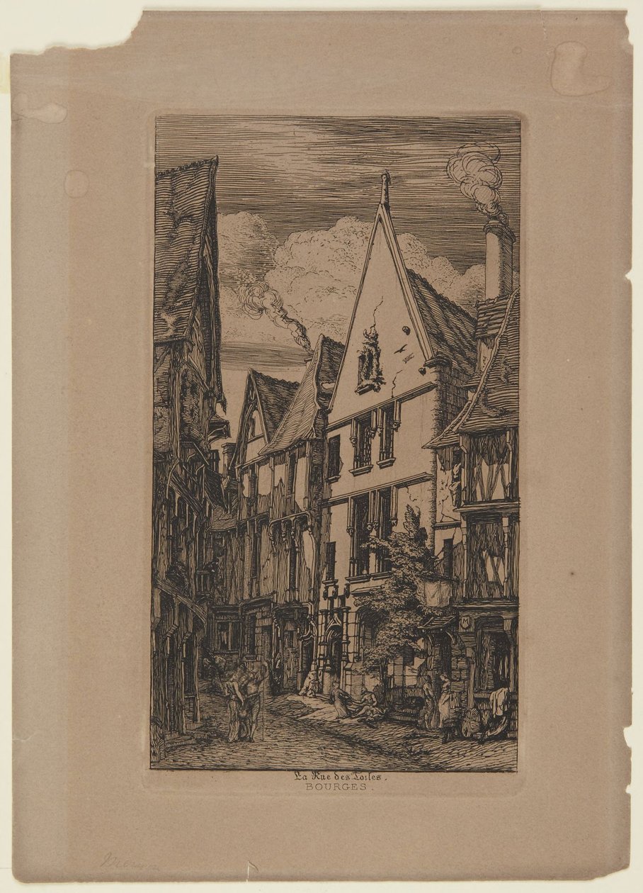 La Rue des Toiles, Bourges - 1853 af Charles Meryon