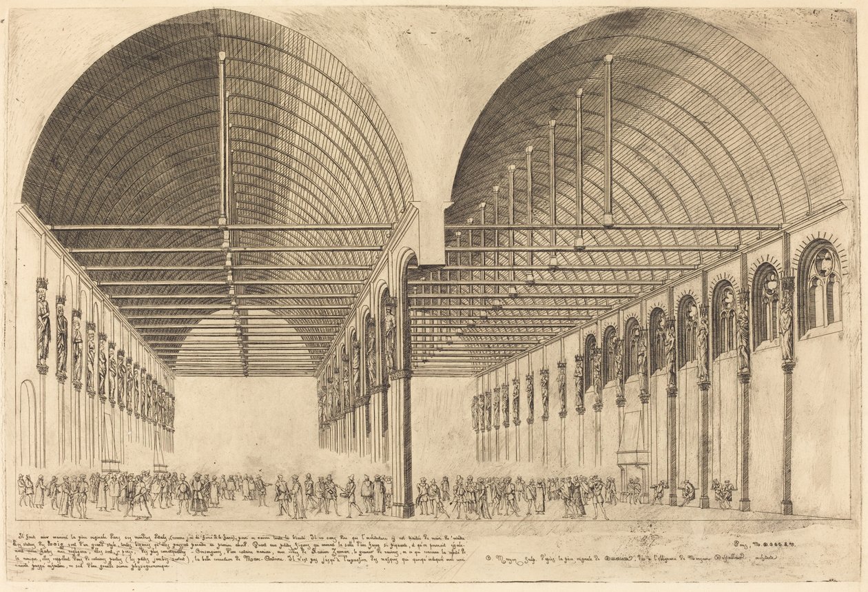 Salle des Pas-Perdus i det tidligere Palais-de-Justice, Paris (Forkammeret til Justitspaladset, Paris) af Charles Meryon