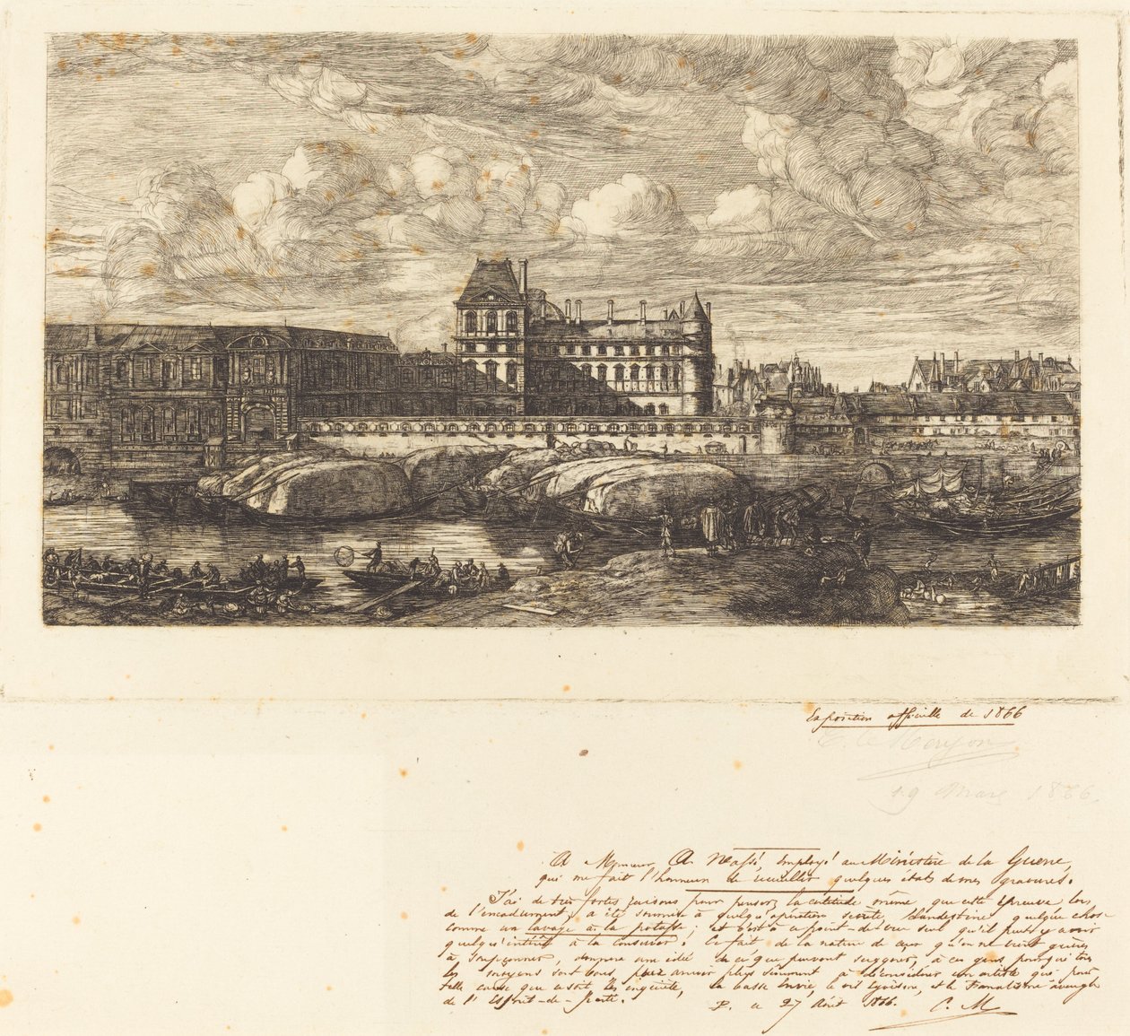 Det gamle Louvre, fra et maleri af Zeeman, 1651 af Charles Meryon