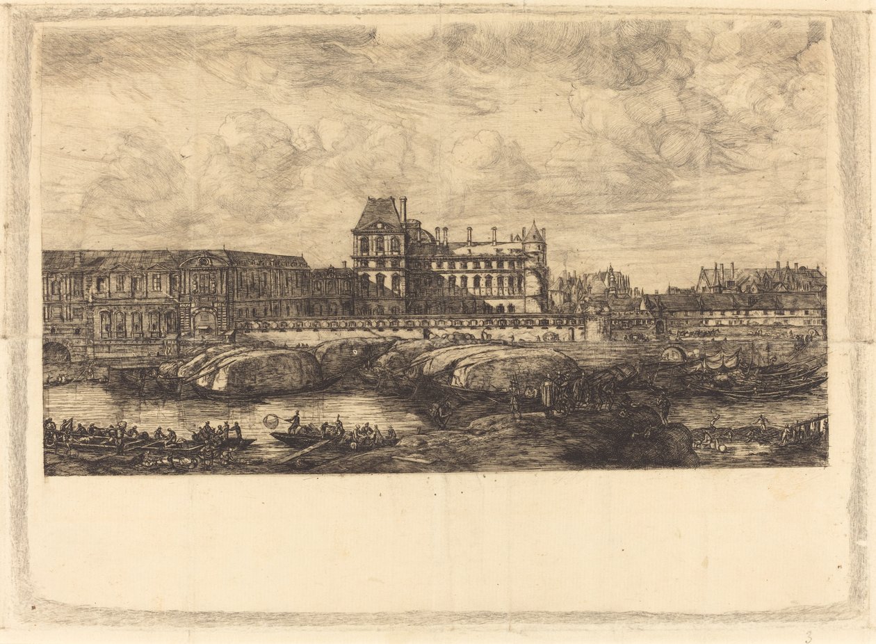 Det gamle Louvre fra et maleri af Zeeman, 1651 (Det gamle Louvre, fra et maleri af Zeeman, l651) af Charles Meryon