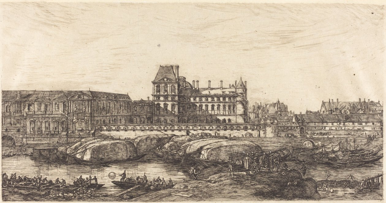 Det gamle Louvre, fra et maleri af Zeeman, 1651 af Charles Meryon
