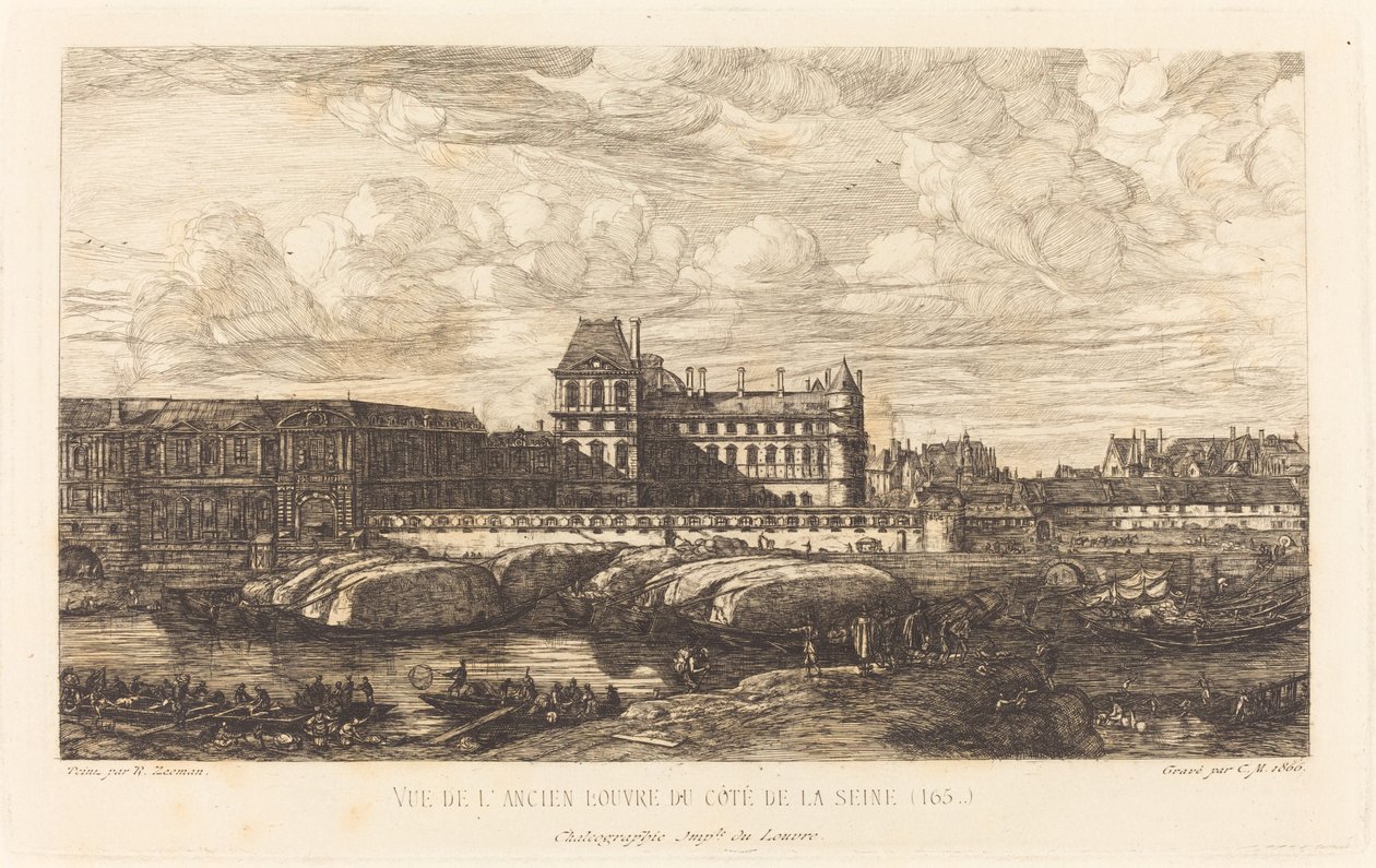Det gamle Louvre, fra et maleri af Zeeman, 1651 af Charles Meryon