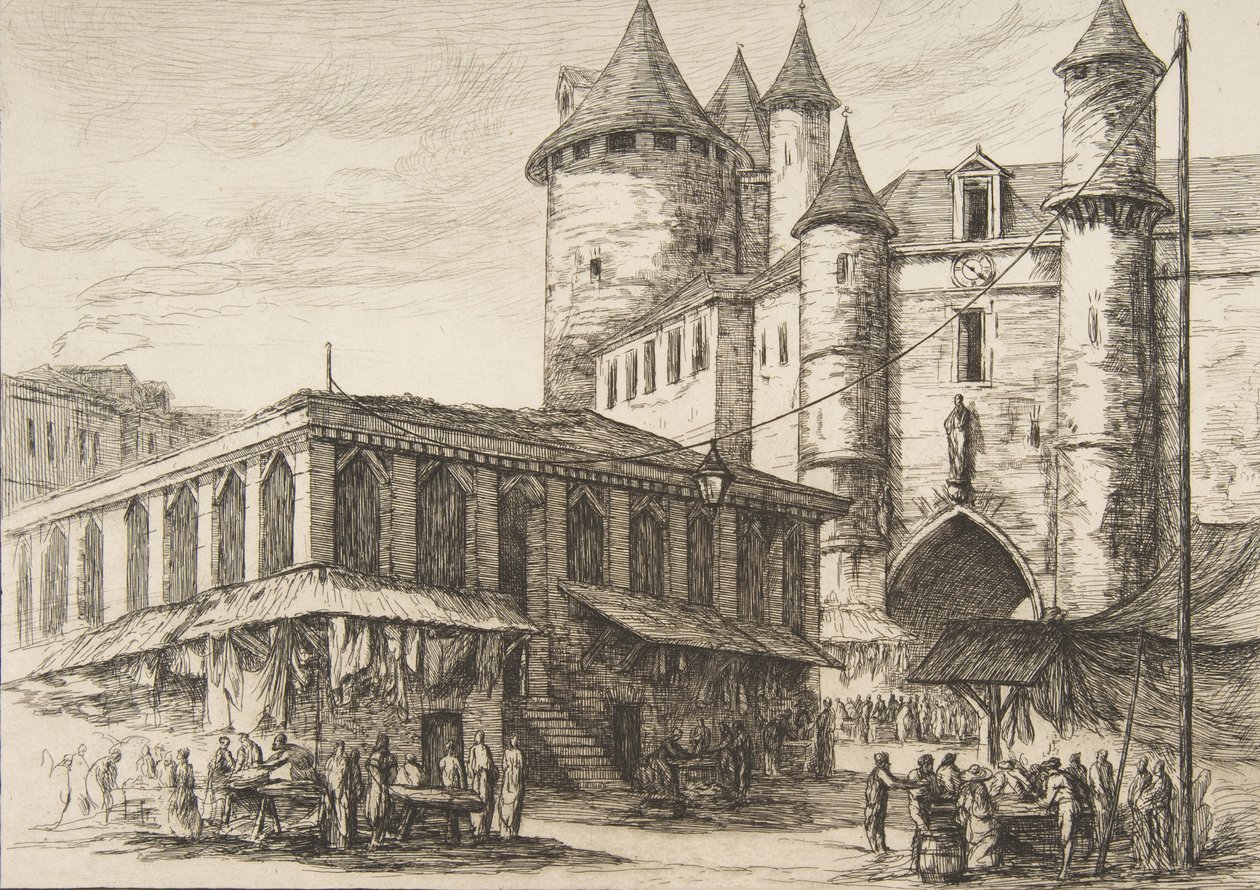 Le Grand Châtelet Grand Châtelet, Paris omkring 1780, efter en tidligere tegning, 1861. af Charles Meryon