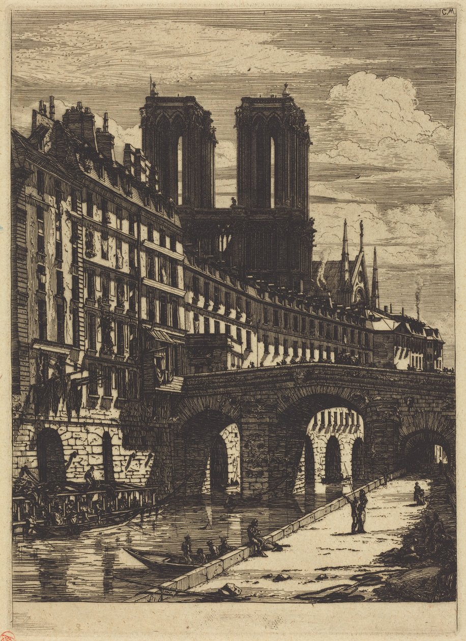 Le Petit Pont, Paris af Charles Meryon