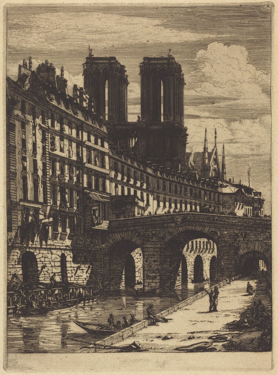Petit Pont, Paris af Charles Meryon