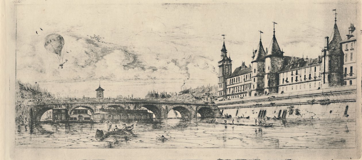 Le Pont-Au-Change 2. stat, 6 18 x 13 116 tommer, 1854, 1927 af Charles Meryon