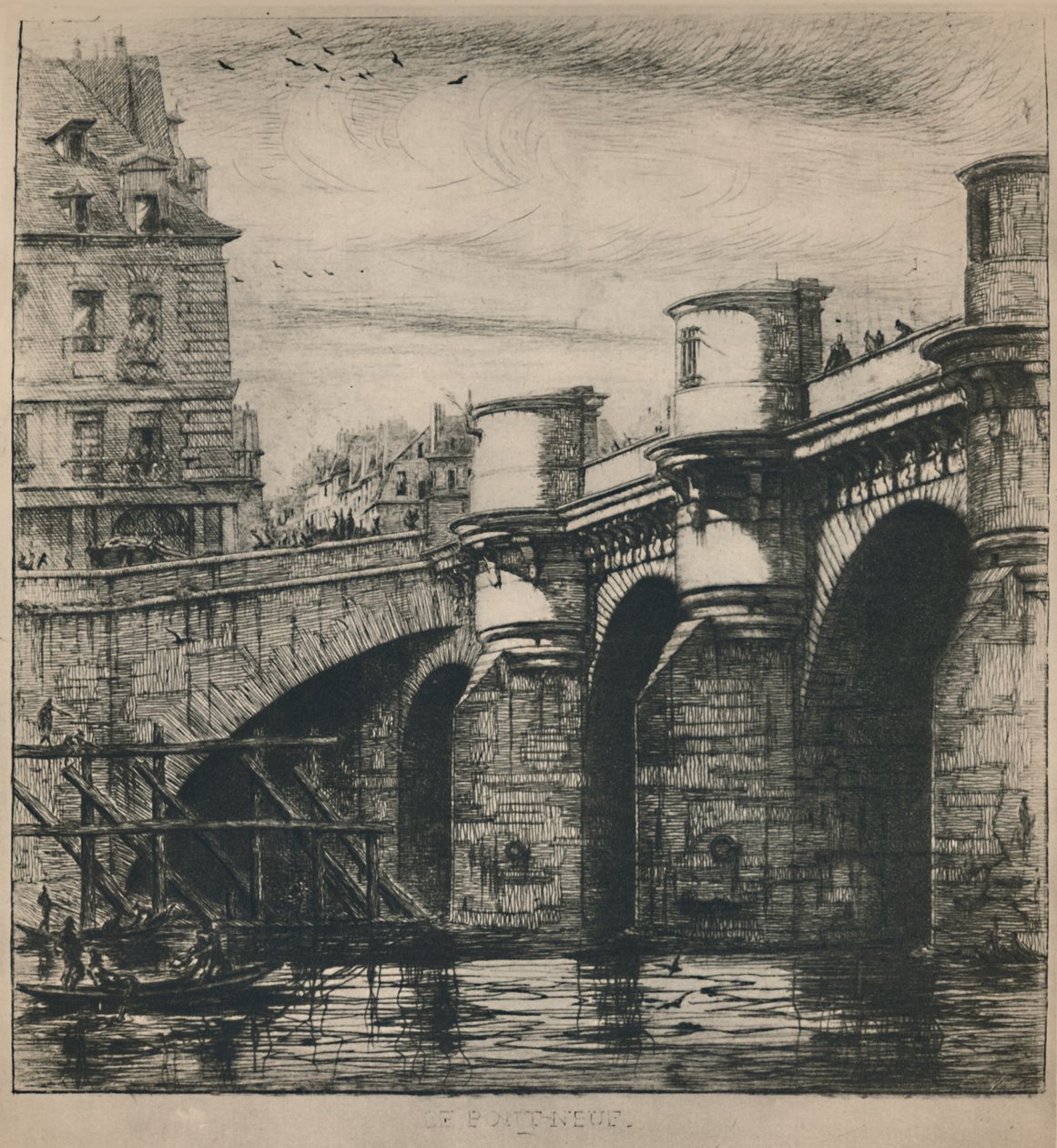 The Pont-Neuf 8th State, 7 316 x 7 14 tommer, 1853, 1927 af Charles Meryon