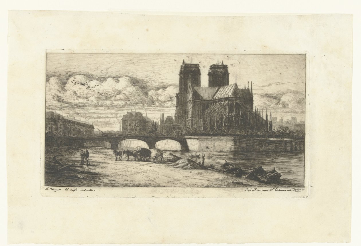 Vor Frue i Paris Apsis af Notre-Dame Etchings on Paris (serietitel) af Charles Meryon
